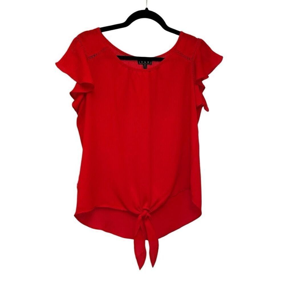 OLM tie front red blouse- size M